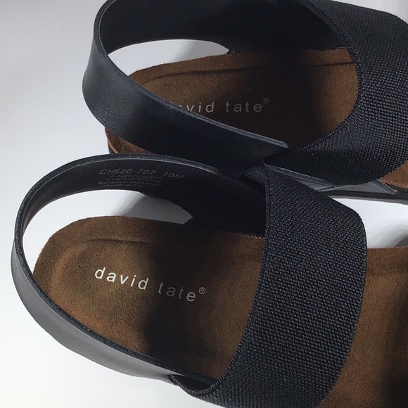 Women New David Tate Black Champion Sandals Size 10 M.